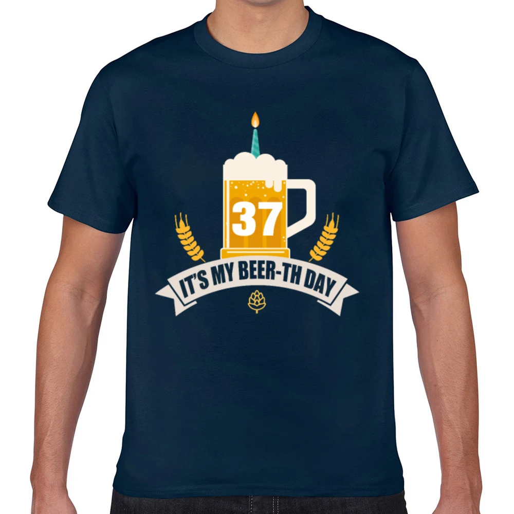 Мужская хлопковая футболка с надписью it my beer th day 37 лет | одежда