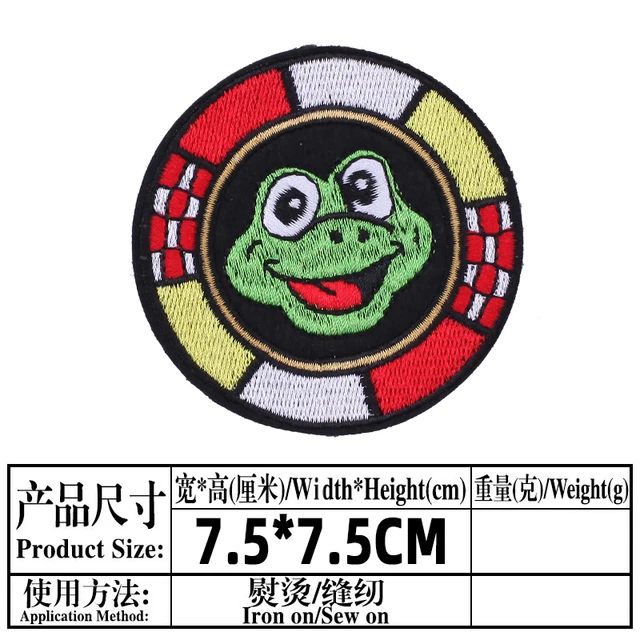 2021 Oeteldonk Emblem Frog Carnival for Netherland Emblems Full Embroidered Iron on Embroidery Patches for Clothing Applique F PE3332CT