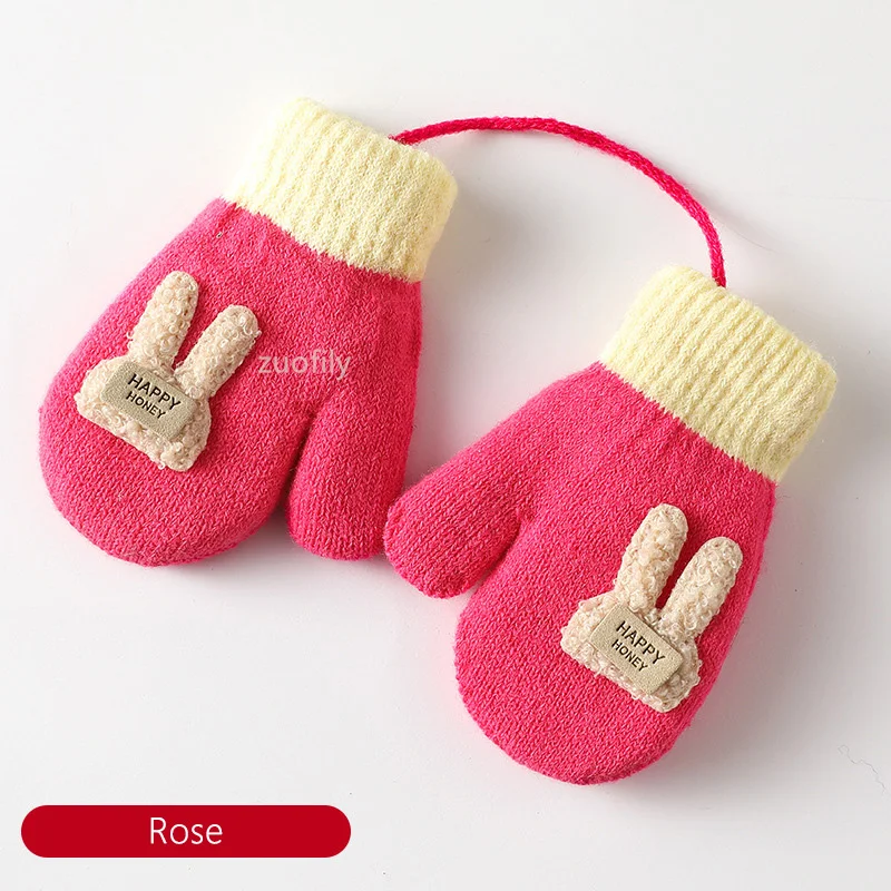 baby accessories New Arrival Winter Baby Boys Girls Knitted Gloves Warm Full Finger Mittens Gloves with Rope For Children Toddler Kids 2-4Years cheap baby accessories	 Baby Accessories