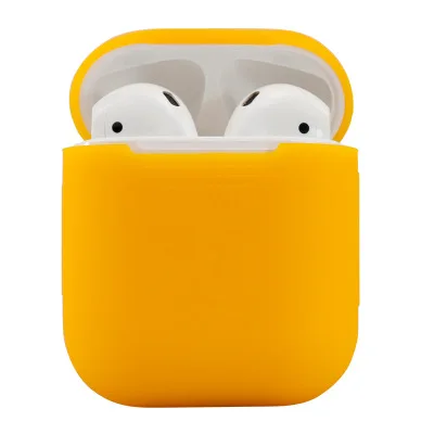 Мягкий силиконовый чехол, наушники для Apple Airpods, чехол, Bluetooth, беспроводные наушники, защитный чехол, коробка для Air Pods, наушники, сумка - Цвет: Оранжевый