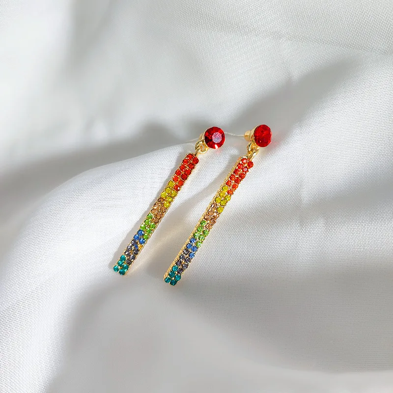 

Trendy Crystal Geometric Women Dangle Earrings Sweet Fashion Color Simple Personality Earrings Drop Earrings Jewelry Earrings