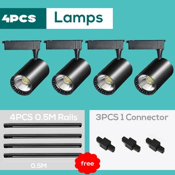 

Whole Set Led Track Light COB Track Lamp 12W 20W 30W 40W Rail Lighting Aluminum Spot Lights Fixtures For Clothing Shop Home 220V