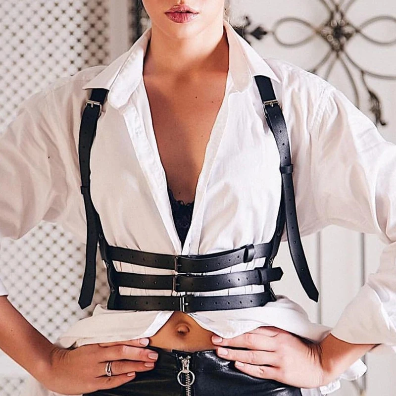 Cinturones moda para mujer, arnés de pecho hecho a de cuero PU, Bondage para el cuerpo, sujetador, cinturón de tirantes Sexy Punk AliExpress