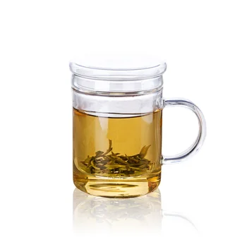 

1x 400ml Heat-Resisting Glass Flower Tea Pot Cups Straight Body with infuser & Lid