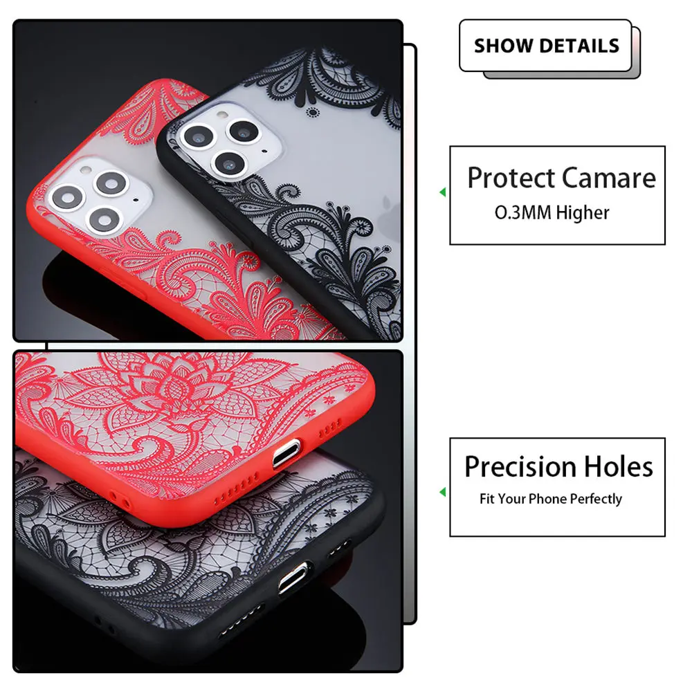 Lovebay Мандала Кружева Цветы Чехол для телефона для iPhone 11 Pro 7 8 6 6S Plus X XR XS Max 5 5S SE прозрачный жесткий акриловый чехол