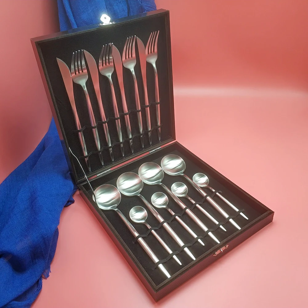 16pcs Горячее предложение 30/24/16/4 шт в золотом цвете из нержавеющей стали столовые приборы кухонные принадлежности, Комплект постельного белья de jantar столовые приборы чехол нож обеденный ужин набор в коробке - Цвет: 16pcs