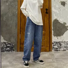 Большие размеры, женские джинсы с высокой талией, свободные, с принтом букв, прямые джинсовые штаны для пар