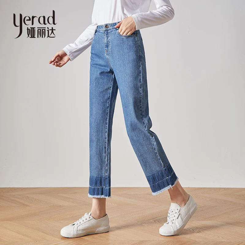 YERAD 2019 Осенние новые прямые джинсы слим эластичные по щиколотку длина джинсовые