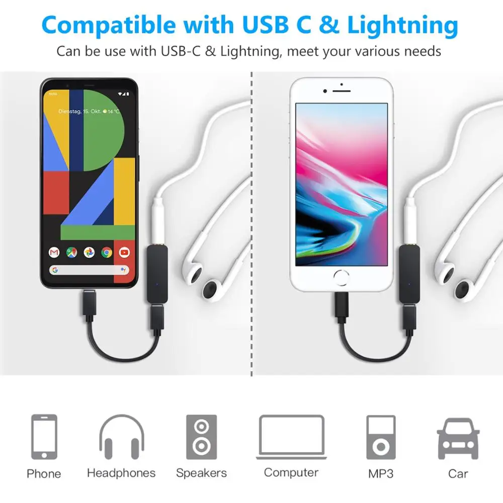 192kHz USB C DAC Converter Portable HIFI Headphone Amplifier Type C to 3 5mm earphone Adapter For Android System Smartphone
