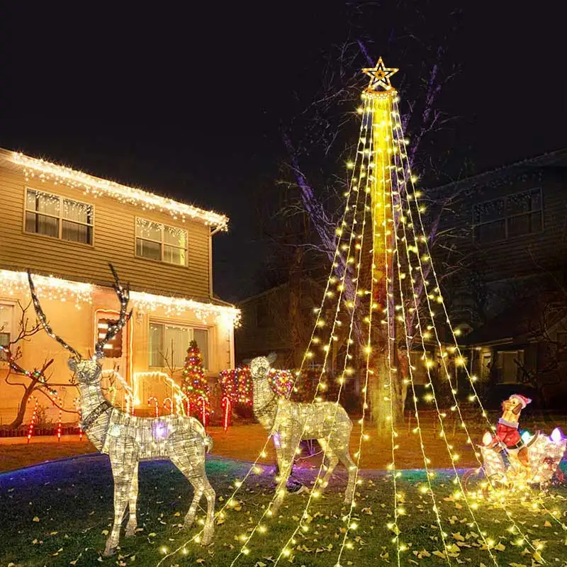 350 LED Solar Yard Decoration Star Light Outdoor Waterproof Waterfall Lamp Powered Garden for Christmas Holiday | Лампы и освещение