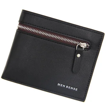 

Men Short Bifold Faux Leather Wallet Fashion Zip Coin Purse Small Card Holder portfolio Portomonee Wallets for Mens Money Bag