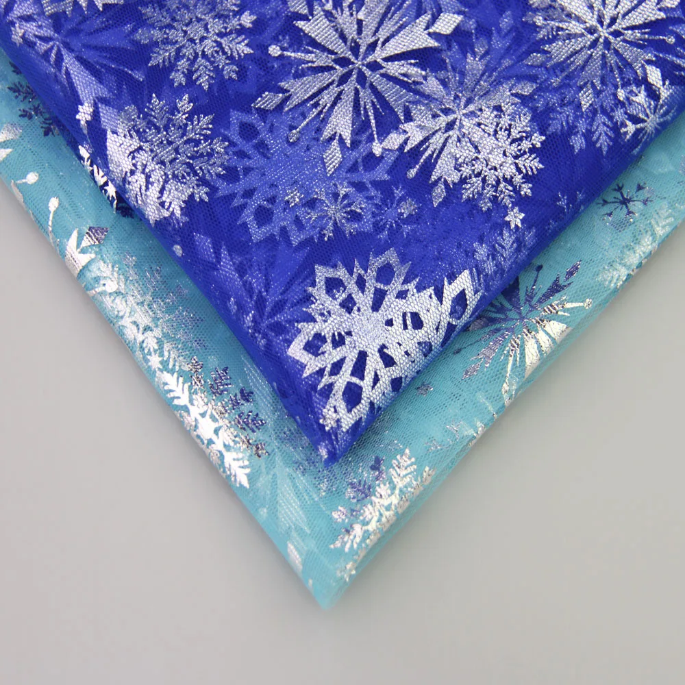Серебряная блестящая Снежинка ткань Детский прозрачный тюль небесно-голубой и детский зеленый по метру