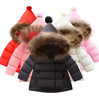 

Baby Girls Coat Thick Warm Cotton Real Fur Winter Hooded Newborn Baby Girls Jackets Coats Infant Toddler Outerwear
