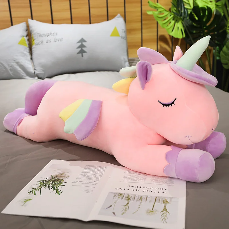 Cushions Pillow For Sofa Colorful Pegasus Pillow Angel Unicorn Plush Toys Dolls For Kids Birthday Gift Valentine's Day Gifts - Цвет: Pink