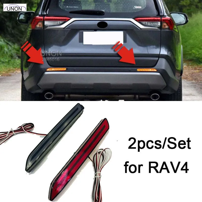 2 шт. для Toyota Rav4 2019 2020 красные черные заднего бампера отражатель светодиодные