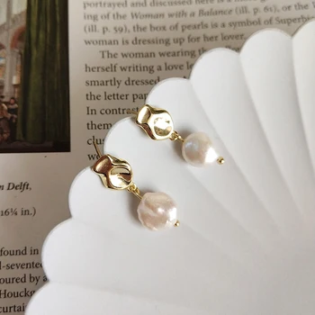 

Freshwater Pearls 925 Silver Drop Earrings Boho Silver Jewelry French Earrings Minimalism Brincos Pendientes Earrings for Women