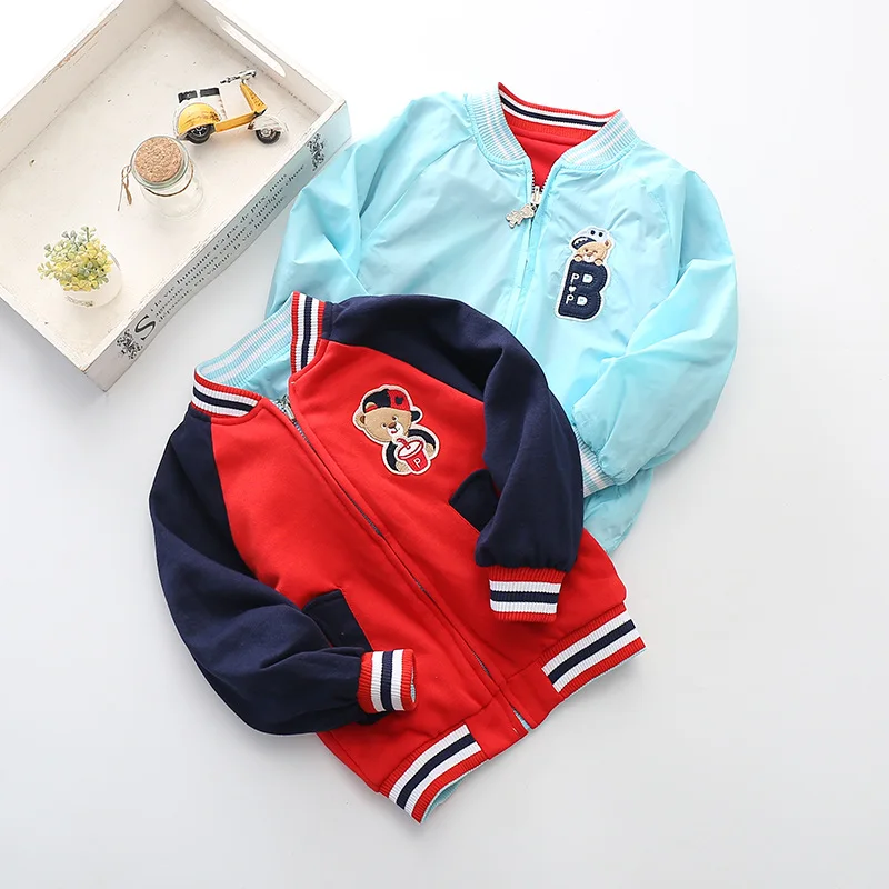 

BOY'S Coat Spring And Autumn Double-Sided Jacket And Negative Double Purpose Baby Baseball Uniform Casual Cardigan