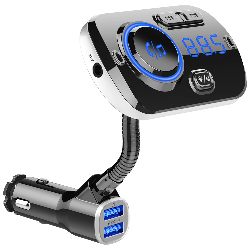 Bluetooth fm-передатчик для громкой связи, автомобильный комплект, беспроводной MP3-плеер 5V1A, USB Автомобильное зарядное устройство, поддержка 2 телефонов, подключение, TF карта