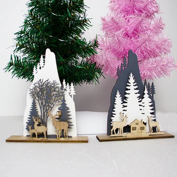 

1Pc New Year Natural Xmas Elk Wood Craft Christmas Tree Ornament Christmas Decoration for Home Wooden Pendant Gifts