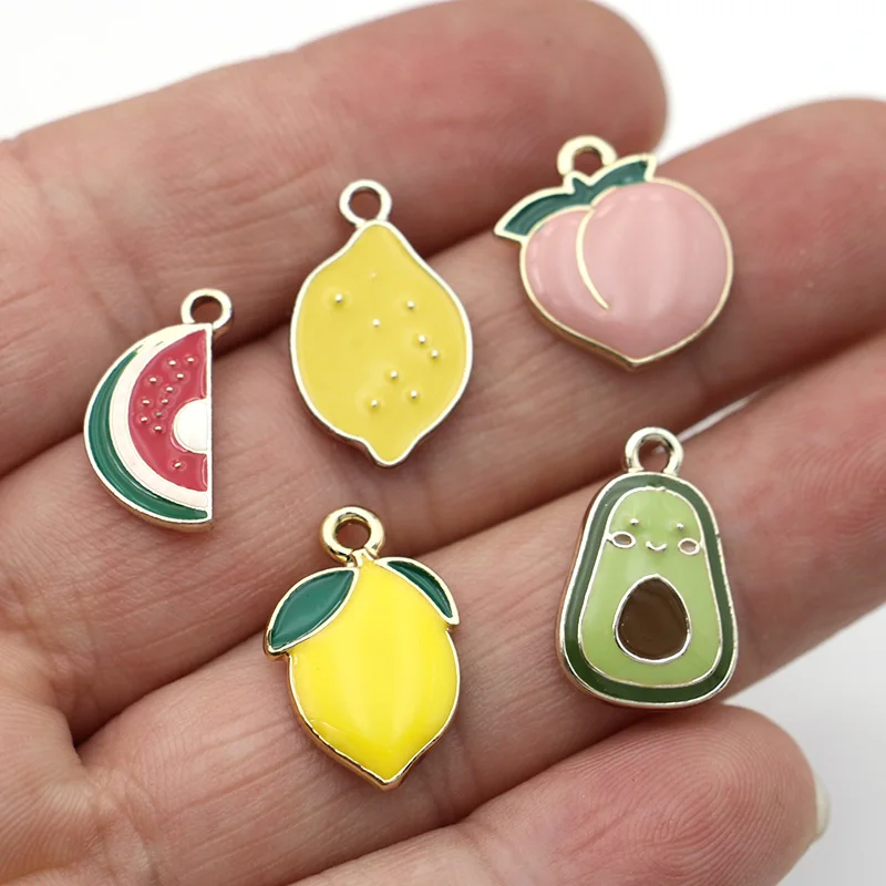 5Pcs Gold Color Enamel Fruit Peach Charms Pendant for Jewelry Making Earrings Bracelet Necklace