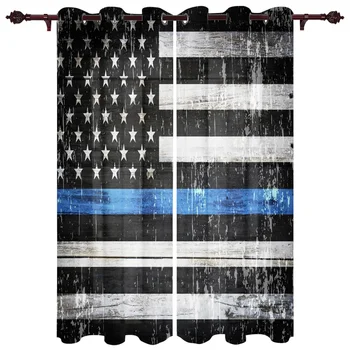 

Flag Banner Stripes Retro Style Window Curtains Kitchen Bedroom Fabric Drapes Curtain Home Draperies Curtains for Living Room