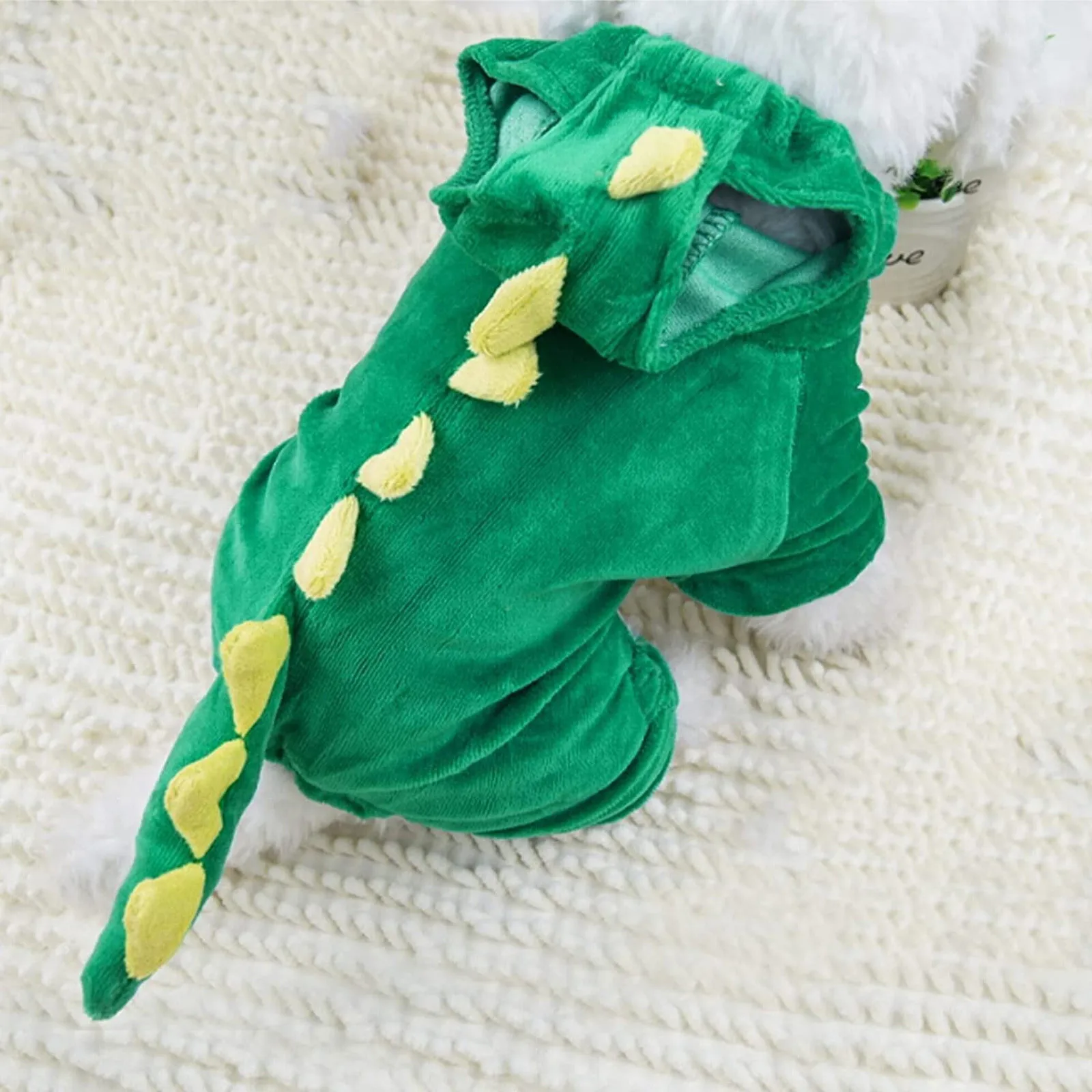 DELIFUR Dinosaur Dog Halloween Costume Pet Dino Hoodie for Small Dogs Cats 