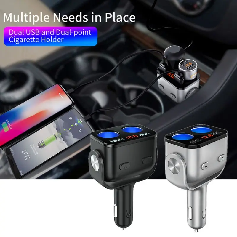 QC3.0 автомобильный зарядный конвертер двойной USB прикуриватель разветвитель гнездо адаптер подходит для 12 в 24 в 90 Вт Светодиодный монитор напряжения Авто Ac