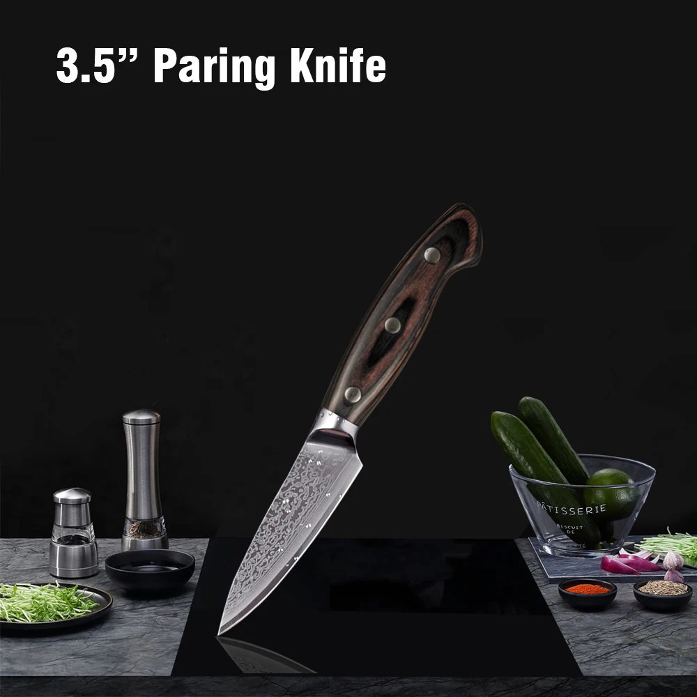 3.5inch paring knife FANGZUO 5 шт. набор кухонных ножей лезвия из нержавеющей стали Дамасские лазерные наборы шеф-ножей Santoku инструменты для приготовления пищи - Цвет: 3.5inch paring knife