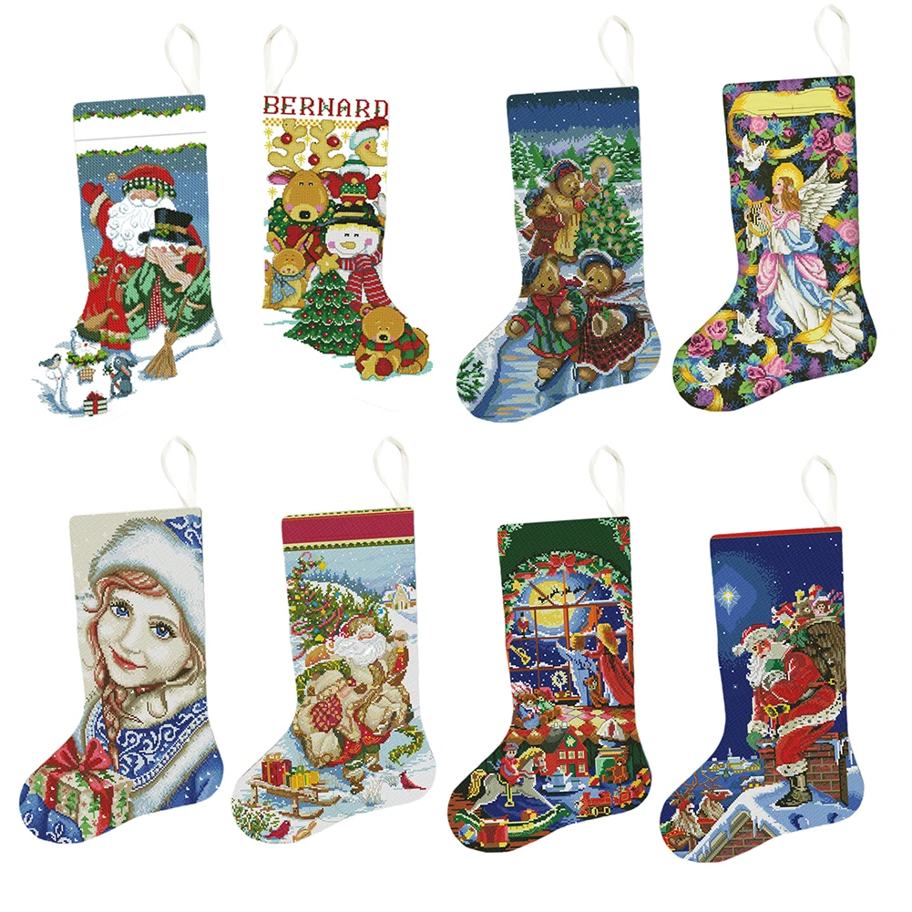 Counted Cross Stitch Kit Christmas Stocking DIY Unprinted canvas