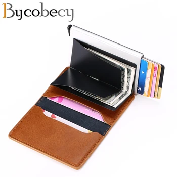 

Bycobecy Smart Wallet for Men and Women Aluminum Box Credit Card Holder Mini Wallet Security RFID Holder PopUp Clutch Card Case