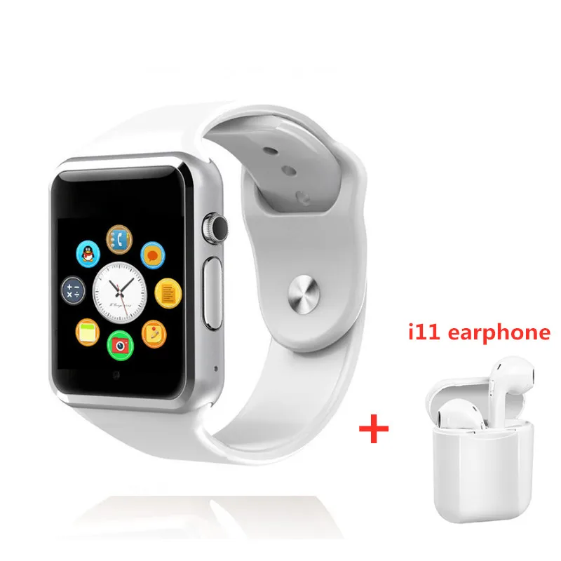 Безграничные, Прямая, A1, наручные часы, Bluetooth, Смарт-часы, спортивные, шагомер, с sim-камерой, умные часы для Android PK iwo 8 W34 - Цвет: White watch and i11