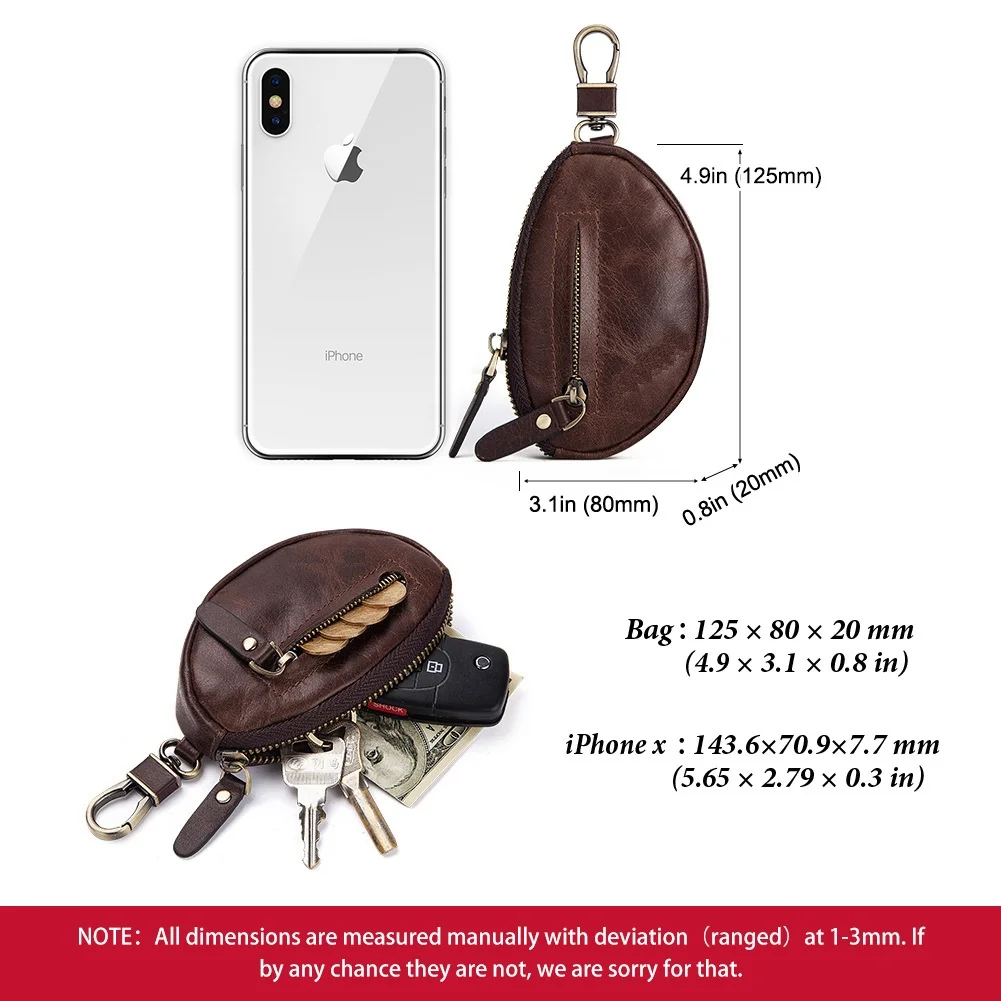 Из натуральной кожи Для мужчин Key Holder бумажник на молнии ключи от машины цепь