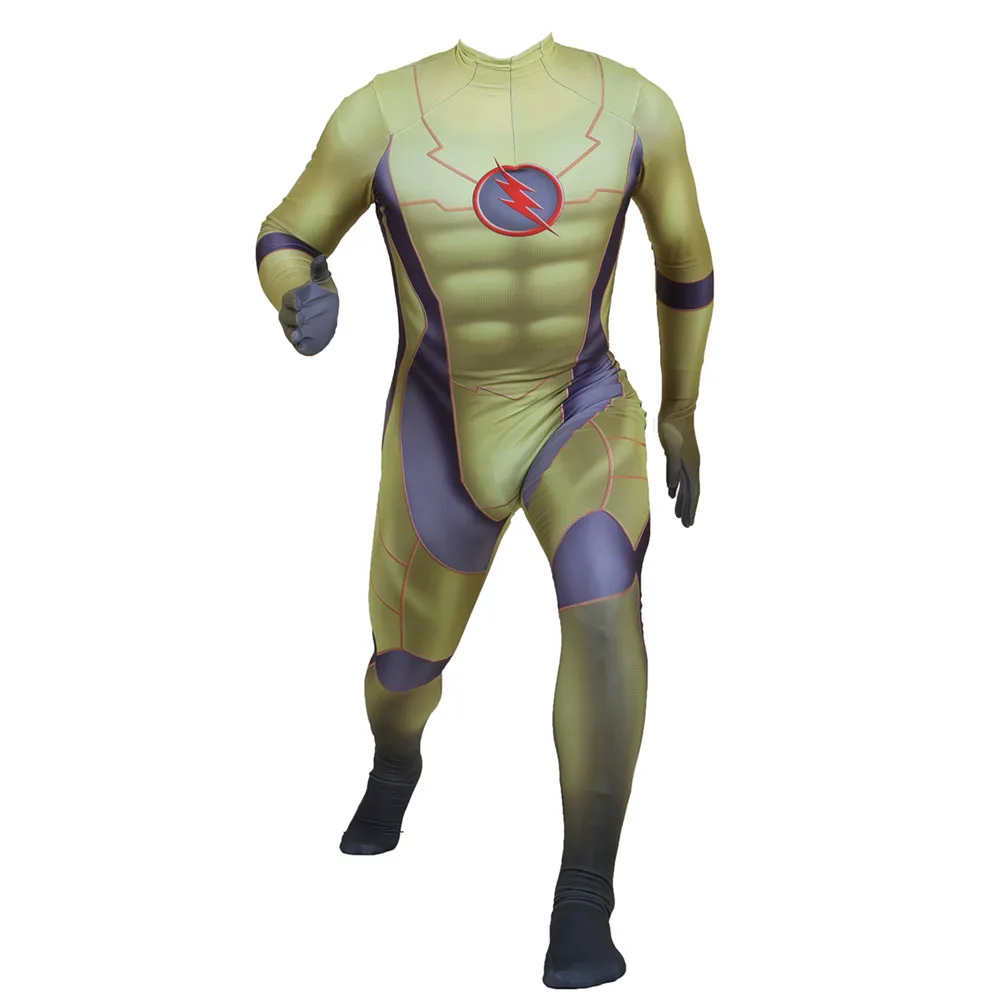 Зеленый Красный флэш Барри Аллен косплей костюм супергероя Zentai боди костюм комбинезоны