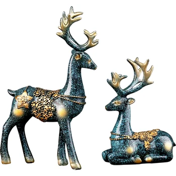 

Lucky Deer Ornaments European Creative Home Office Living Room TV Cabinet Wine Decorations Porch Resin Furnishings Animal Crafts