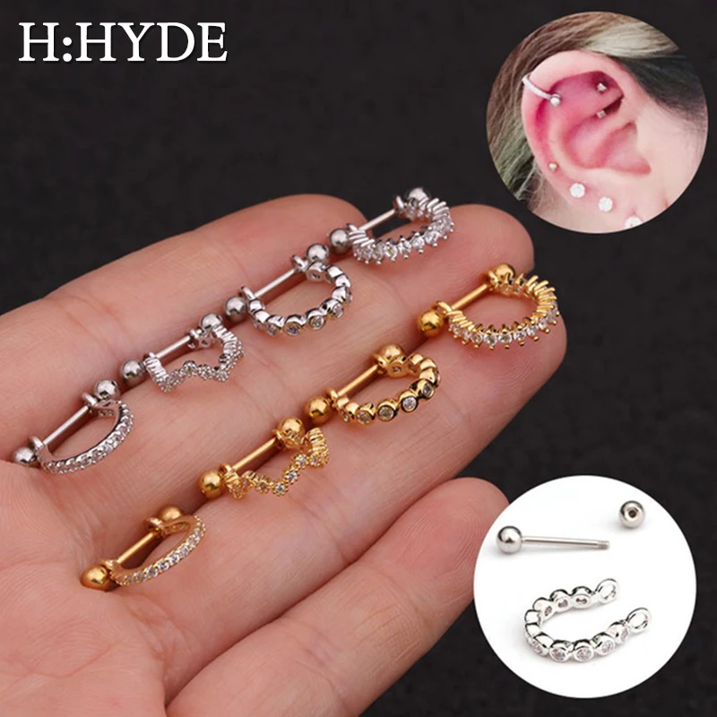 Серьги-гвоздики из циркония H:HYDE серьги нержавеющей стали с винтом манжета на