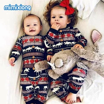 

Romper Long Sleeve One-Piece Coveralls Baby Climbing Clothes Christmas Deer New