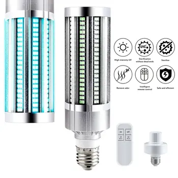 

60W E27/E26 UVC Ultraviolet Light Germicidal Lamp Disinfection LED Corn Bulb Ozone Free Sterilizer Killing Bacteria Remote Timer