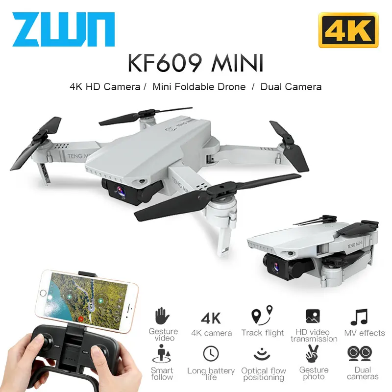 ZWN KF609 Радиоуправляемый Дрон 4K 720P HD камера мини складной Квадрокоптер Wi Fi FPV селфи
