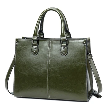 

Ladies Oil Wax Stitching Leather Handbag Shoulder Messenger Bag Large Capacity Wild Messenger Bag