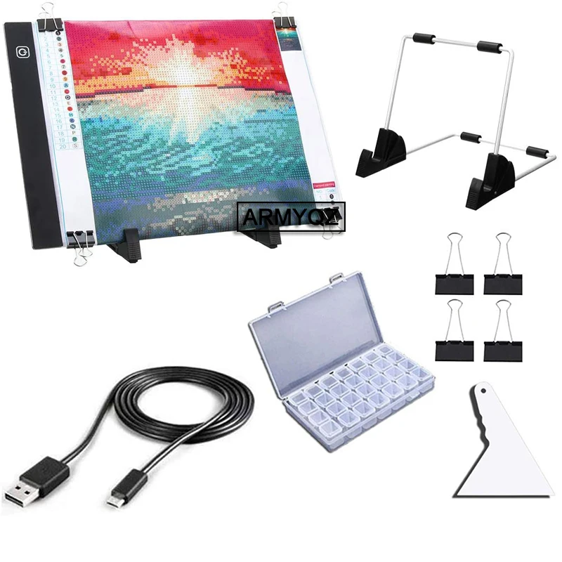 

5D DIY Diamond Painting A4 Size 20X30CM LED Copy Board Tool Diamond Embroidery Mosaic Light Tablet Pad Accessories Tool
