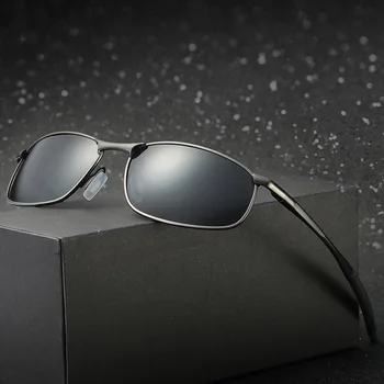Gafas de sol polarizadas para hombre, lentes de sol masculinas con marco de Metal, cuadradas, clásicas, de conducción, UV400