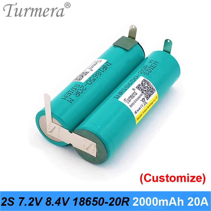 Turmera 2S 7.2V 8.4V INR18650-20RM 2000mAh 20A Battery Soldering Battery for 7.4V Screwdriver Shrika and Vacuum Cleaner Battery 01