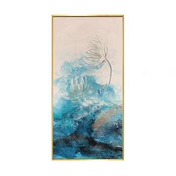 

Abstract blue orchids flower for wall decoration Hand painted acrylic oil painting on canvas art picture poster for Entrance