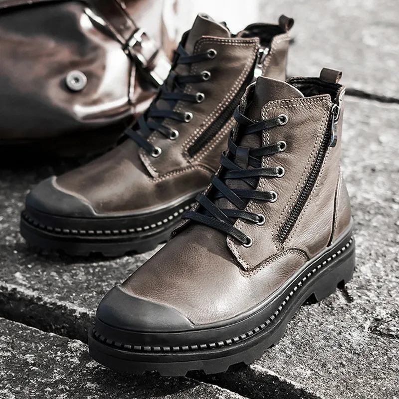 

New Style MEN'S SHOES Winter plus Velvet Warm Martin Boots Men's British-Style High Shoes Fashion Versatile Korean-style Thick M