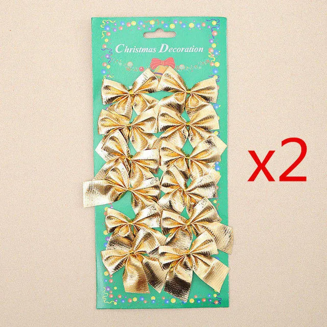 24 stks/partij Vrolijk Kerstfeest Mooie Boog Kerstboom Decoratie праздничные вечерние банты с открытым декором Nieuwjaar Voor Thuis Xmas ornam - Цвет: A