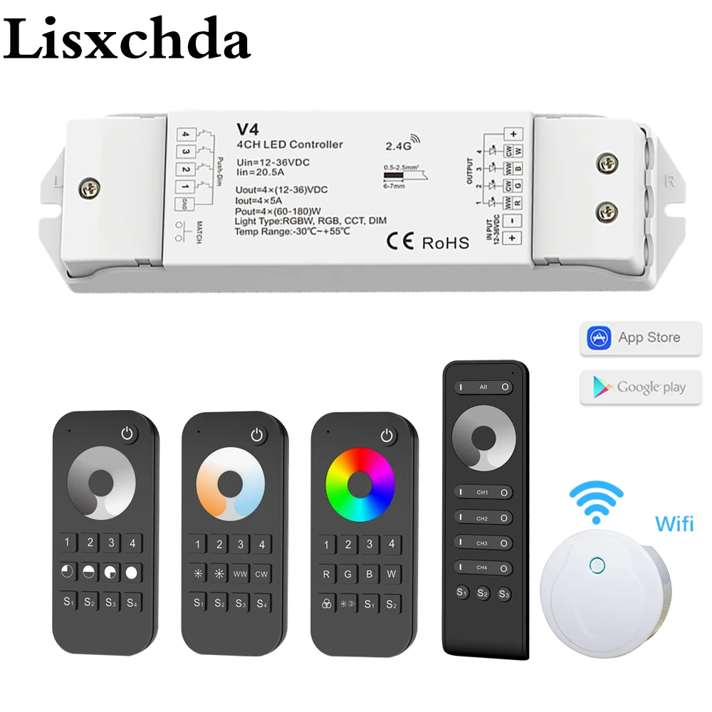RGBW/RGB/CCT/Dimming + 2 4G Беспроводной RF пульт дистанционного управления 4 канальный