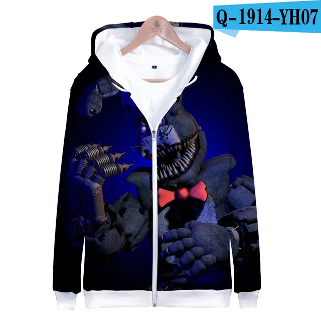 Милые толстовки с капюшоном Five Nights At Freddys FNAF, Детская толстовка с капюшоном на молнии для мальчиков, осенне-зимняя куртка, пальто, одежда - Цвет: 3D