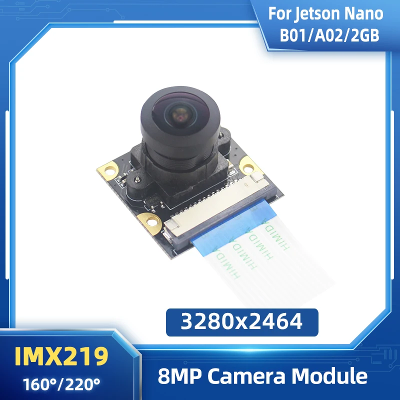 Módulo da Câmera de Vídeo Nano Nvidia Jetson Foco Ajustável 160 ° Fov 8mp 3280 × 2464 1080p3 720p60 640 × 480p90 Imx219