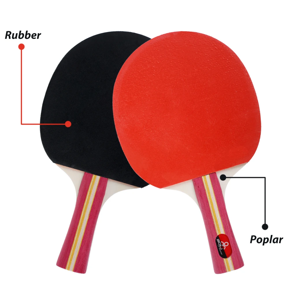 1 Set Rubber Faced Portable Poplar Ping-Pong Racket Set for Beginner Training 