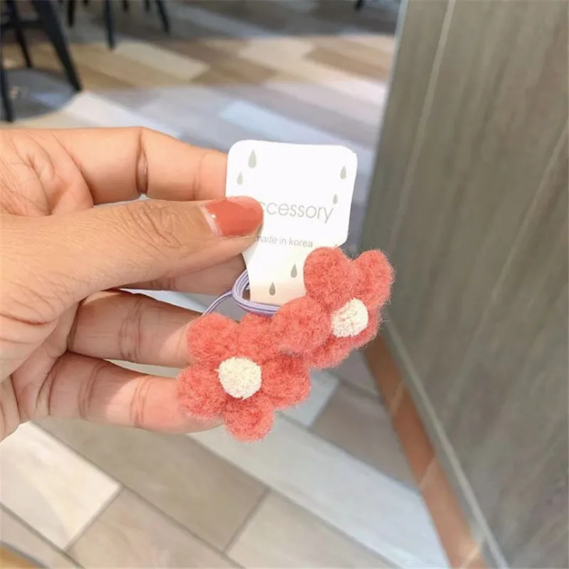 watermelon red rope 5 шт./лот, новинка, милые разноцветные зимние плюшевые заколки для волос с цветами, Детские милые заколки для волос, заколки для волос, Детские аксессуары для волос - Цвет: watermelon red rope